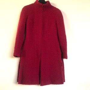 Chanel Boucle Tweed Coat Jacket Berry Red France 00A Size 40 Runway